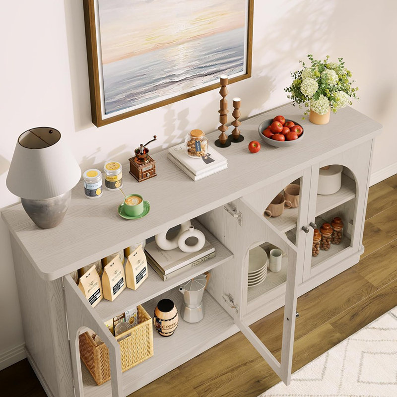 Buffet moderne arqué avec grand buffet et rangement incurvé