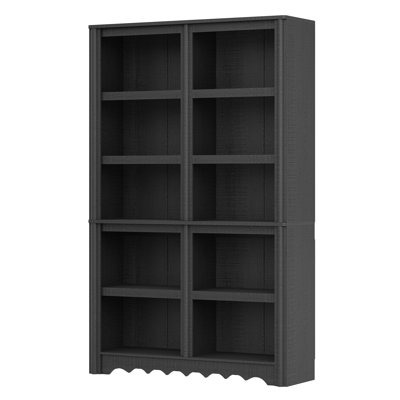Bibliothèque haute en bois à 5 niveaux – Bibliothèque double rangée de 180 cm (70,9 po) pour bureau, chambre et salon – Finition bois noir