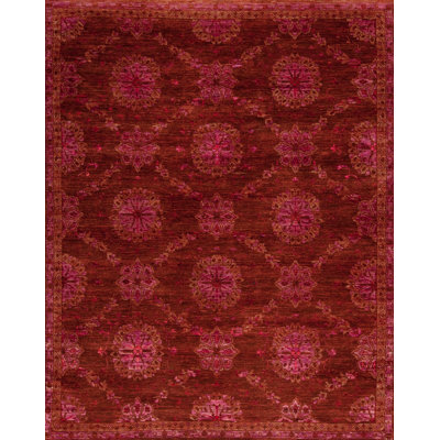 Seville Hand Knotted Area Rug in Dusty-Cedar/Red