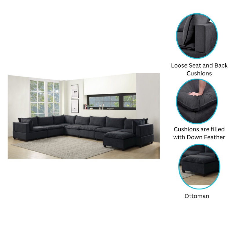 Canapé modulaire gris foncé 8 pièces Latitude Run®