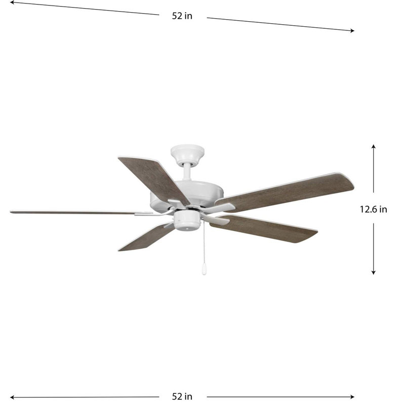 52'' White Modern Ceiling Fan with Reversible Blades