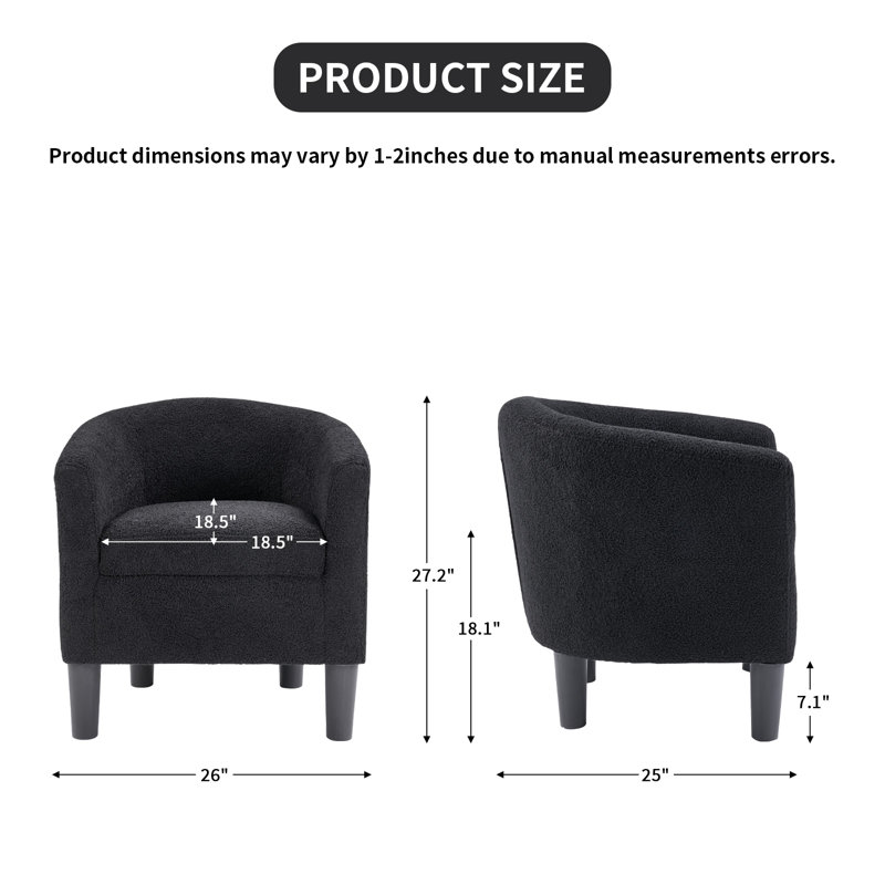Fauteuil d'appoint 25,2 po, Noir