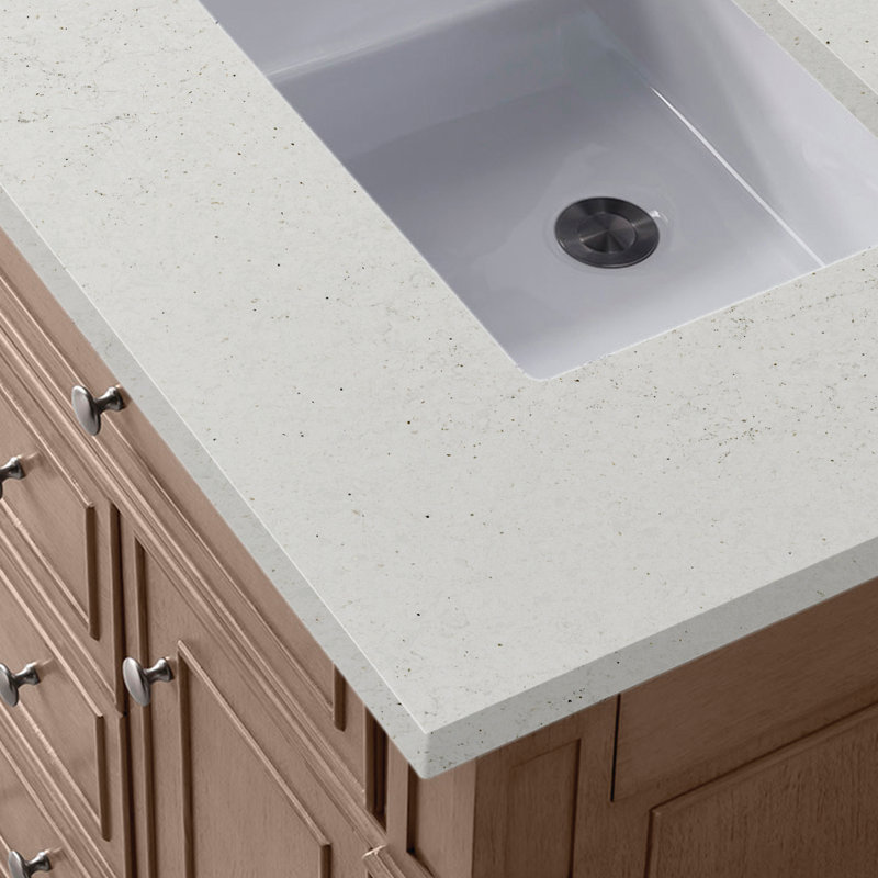 Bristol 30'' W Single Vanity, Whitewashed Walnut, Lime Delight Quartz, 8" Widespread