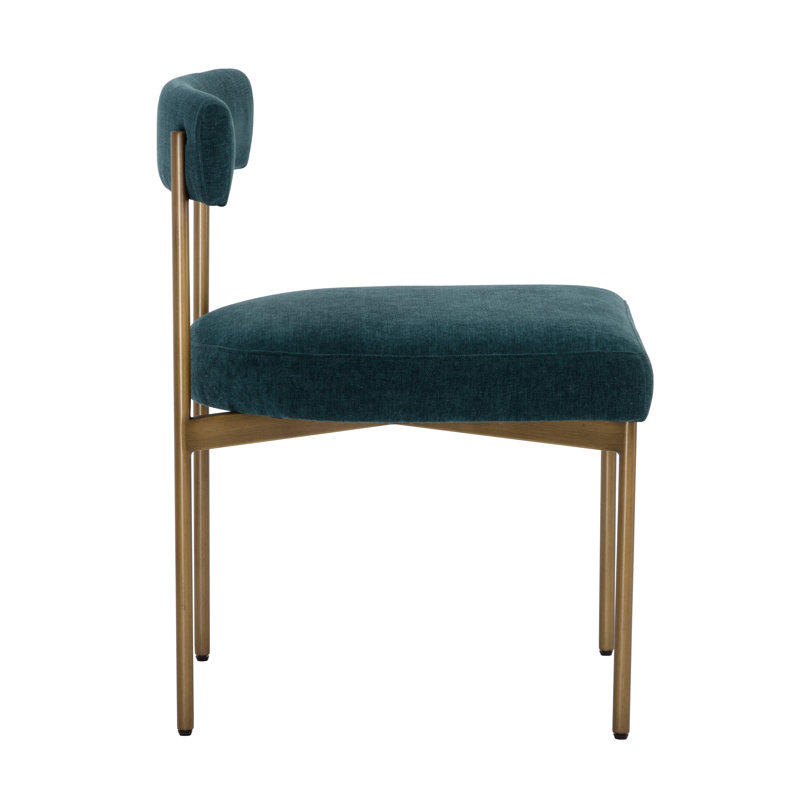 Seneca Upholstered Dining Chair, Teal, Gold