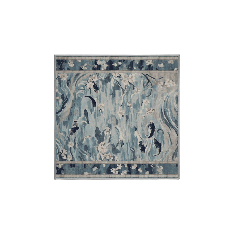 Machine Washable Brown Area Rug, Square 4'