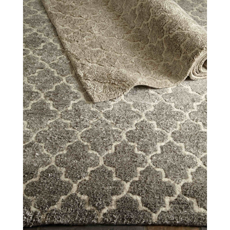 Lux Look Geometric Area Rug in Gray, Rectangle 10' x 14'
