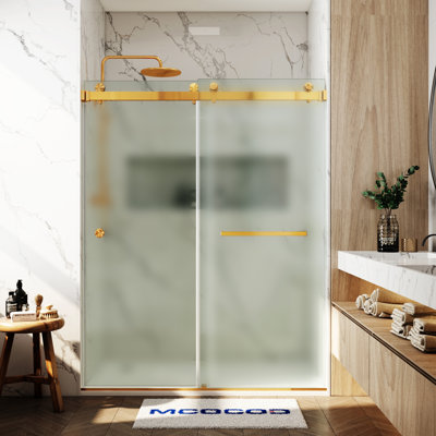 Opal Mirage MCOCOD 56-61"W x 79"H Double Sliding Frameless Smooth Sliding Shower Door with 3/8"(10mm)Frosted Glass