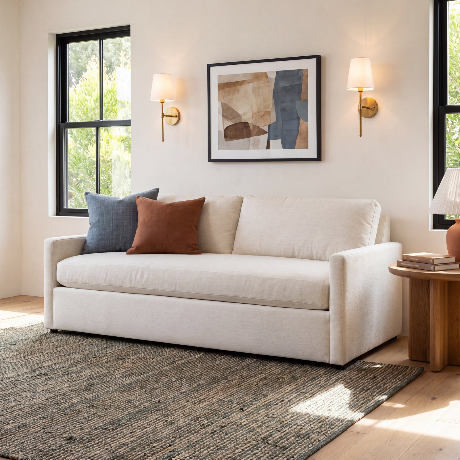 Damari 84'' Sofa, Nomad Snow Crypton® Chenille