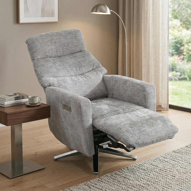 Chandani 68cm Wide Swivel Standard Recliner, Grey
