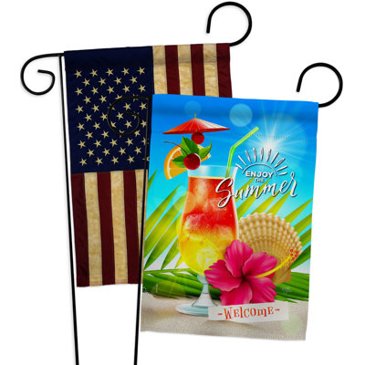 Drapeau de jardin été en polyester à 2 côtés H 19 x l 13