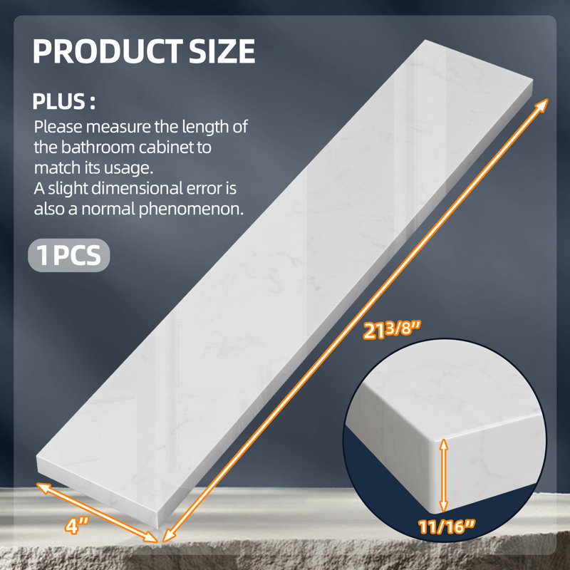 21 In. Engineered Stone Vanity Backsplash 4 In. Bathroom Vanity Back Splash In Carrara White