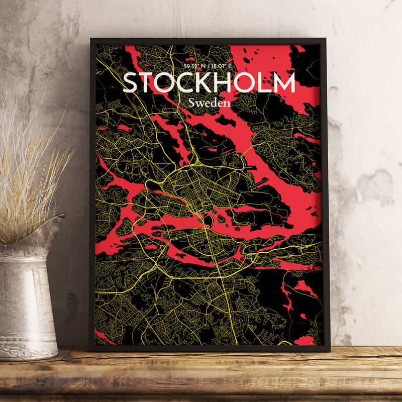 Stockholm City Map - No Frame Print, 43cm H x 28cm W x 0.13cm D