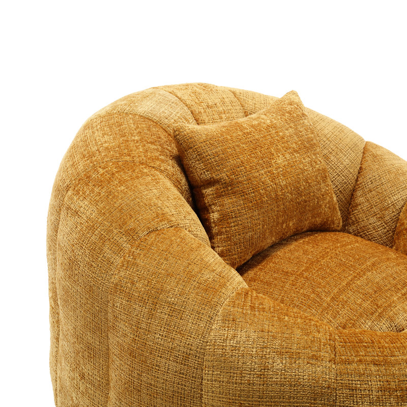 Fauteuil à billes moderne pour adulte avec fauteuil de lecture simple, tissu chenille, style citrouille, repose-pieds multifonctionnel, forme ergonomique, rembourrage en mousse viscoélastique, sans matériau de loisirs, super matériau, en forme