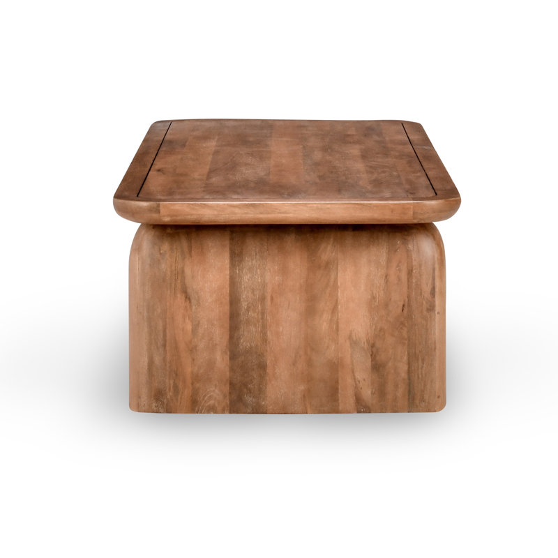 Chloe Solid Wood Sled Coffee Table, Brown