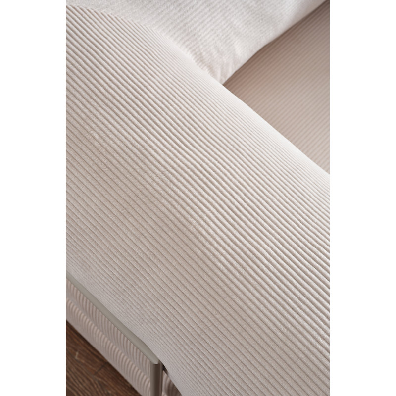 Canapé modulaire en velours crème à assise basse, Crème