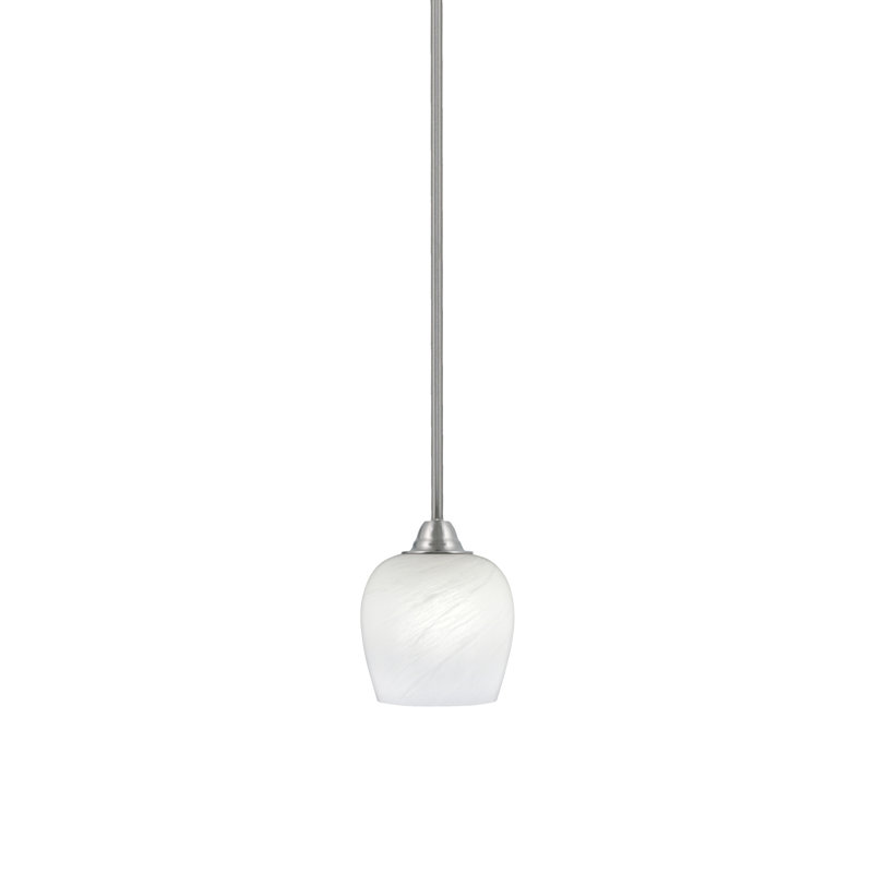 Paramount Brushed Nickel Mini Pendant with White Glass Shade
