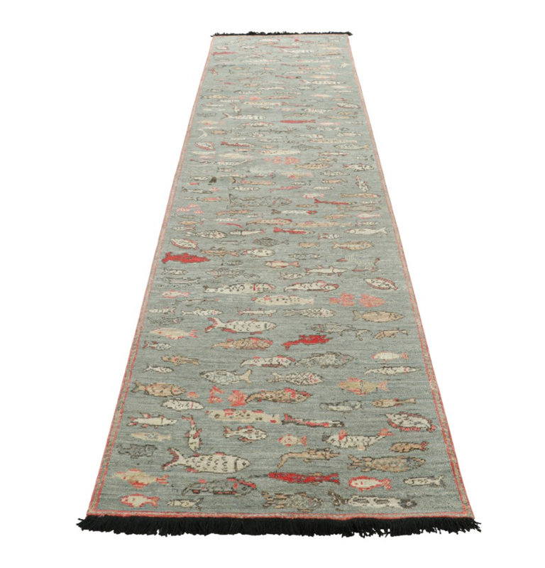Burano Hand Knotted Wool Area Rug, Runner 3' x 8'