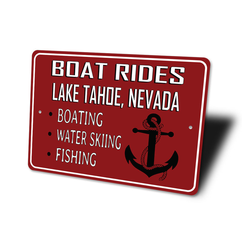 Panneau en aluminium «Boat Rides Lake», H 12 po x l 18 po x P 0,06 po