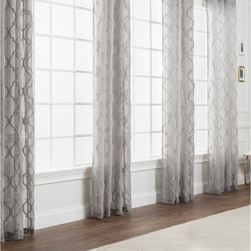 Paire de rideaux transparents avec œillets Ashat, Gris sauge, L 52 po x L 63 po