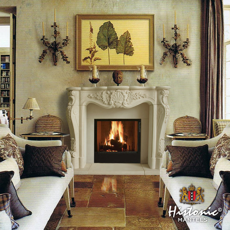 Chateau Louis Cast Stone Fireplace Surround with Hearth & Filler panels