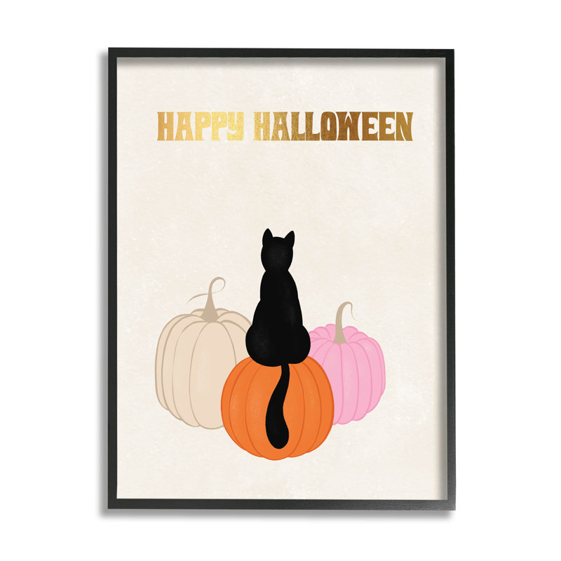 Joyeux Halloween, chat noir - 189, Giclée encadrée noir minuit, H 20 po x l 16 po x P 1,5 po