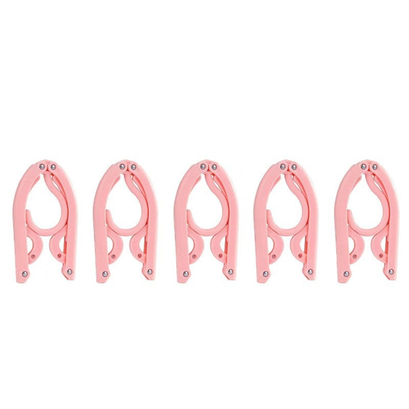Séchoir à vêtements pliable portatif rétractable 5 pièces, Rose