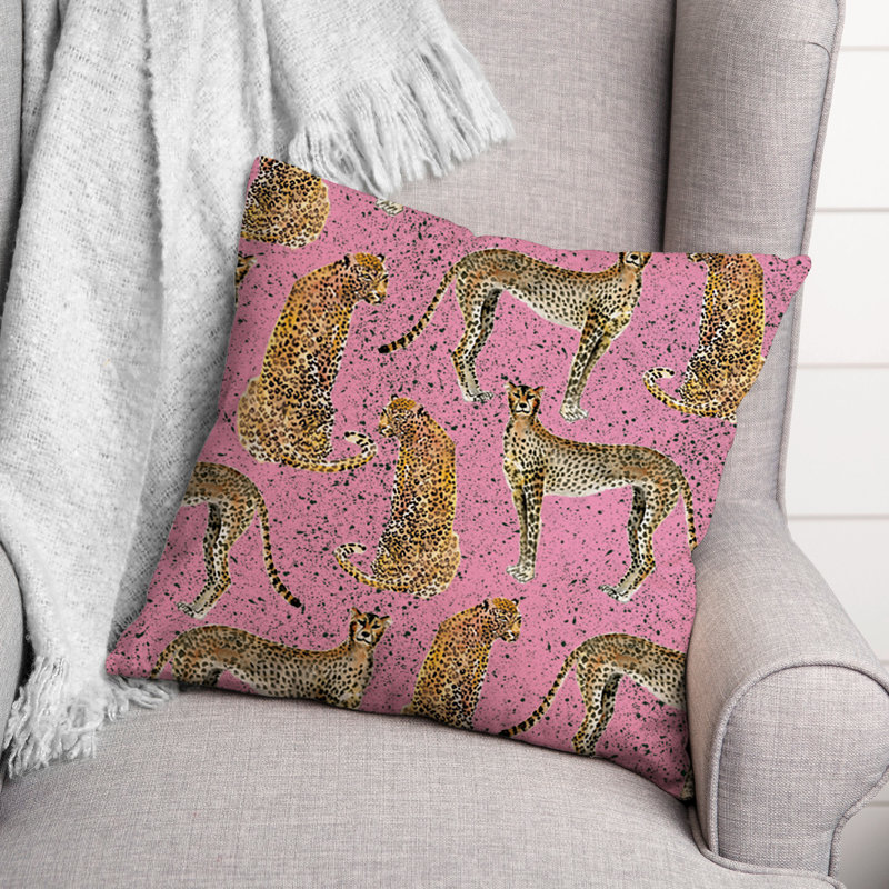 Animal Print Outdoor Reversible Throw Pillow, Pink, 18" H x 18" W