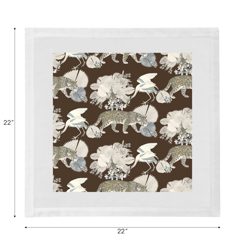 Leopard Walk Cotton Sateen Dinner Napkins, Chocolate