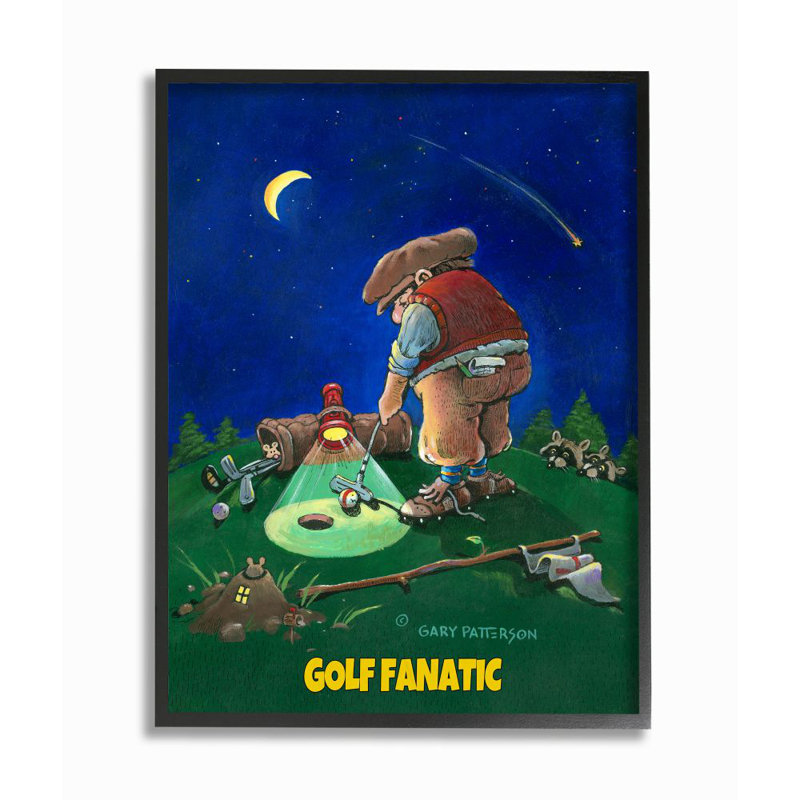 « gold fanatic amusant golf drawing sports design » par gary patterson, impression, H 20 po x l 16 po