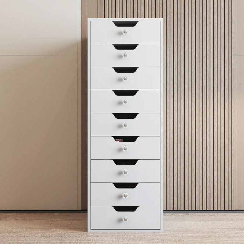 Commode 9 tiroirs Nuaymah, Blanc