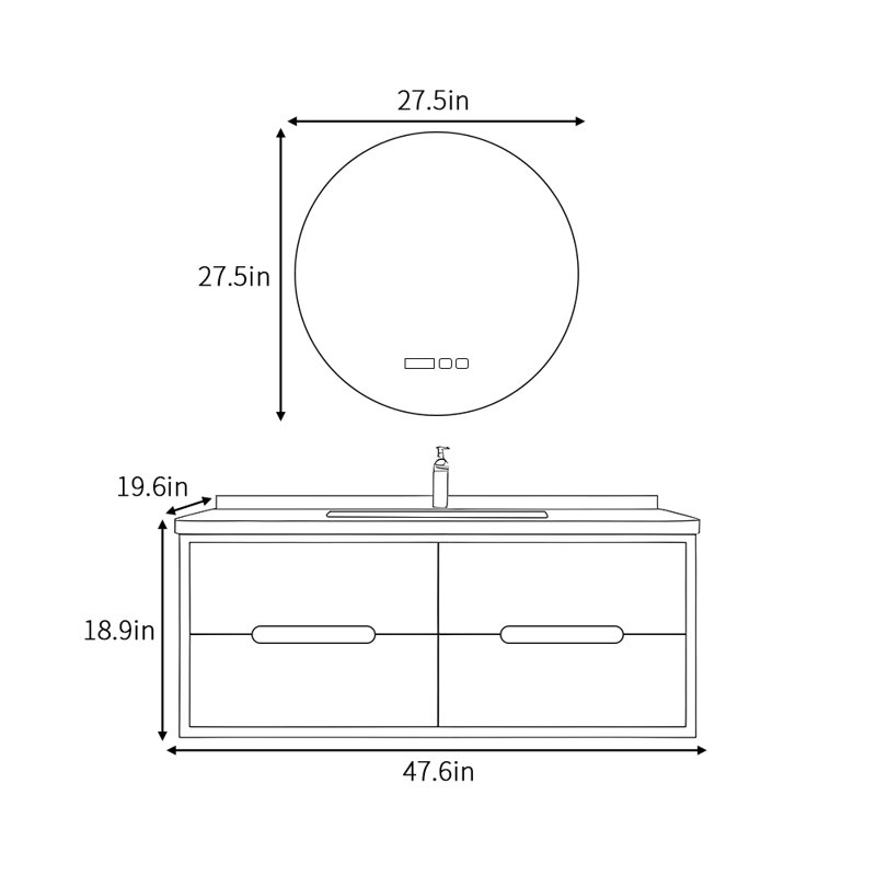 Armoire de salle de bain minimaliste de style crème, Vert