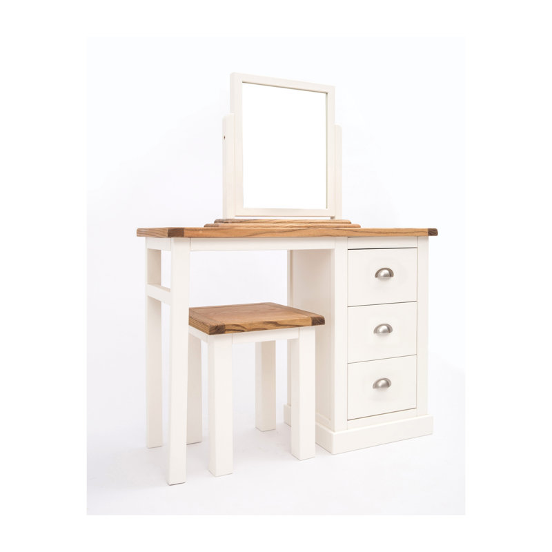 Asher Dressing Table with Mirror, Off White