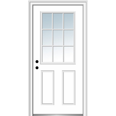 Portes d'entrée pré-montées en fibre de verre 2 panneaux Smooth 9 Lite