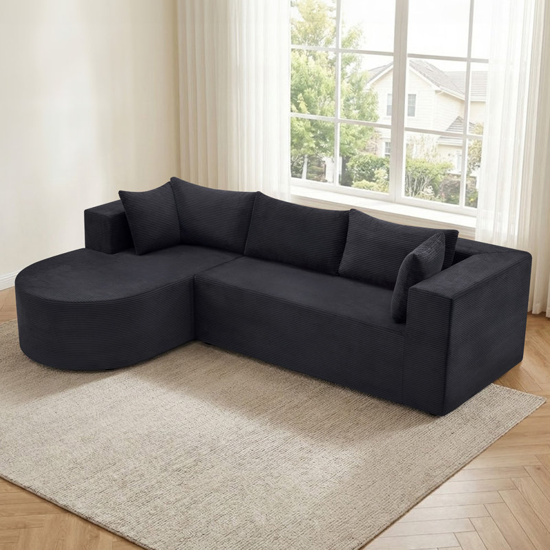 Canapé modulaire en L 105 po avec méridienne en L 105 po, aucun assemblage requis, Orienté à gauche (vu de face)
