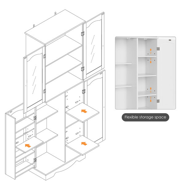 Lark Manor White Food Storage Kitchen Pantry with Glass Doors & Reviews