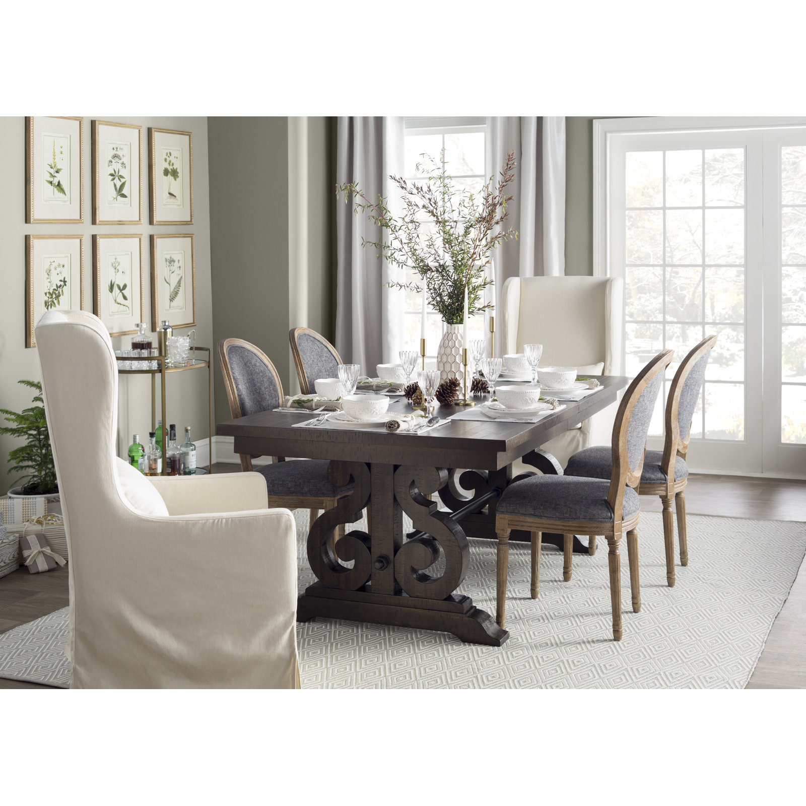 Diamond Handwoven Indoor/Outdoor Rug, Rectangle 5' x 8', Platinum/White