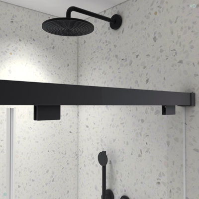 5476 Inch North American Frameless Double Sliding Matte Black Shower Door With Adjustable Soft Closing Function 8Mm Tempered Glass With Nano Easy Cleaning And Stick Explosion-Proof Menbrance