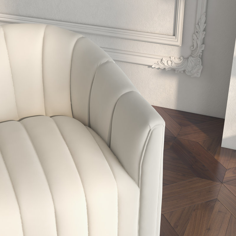 Annelotte Velvet Swivel Barrel Chair, Beige