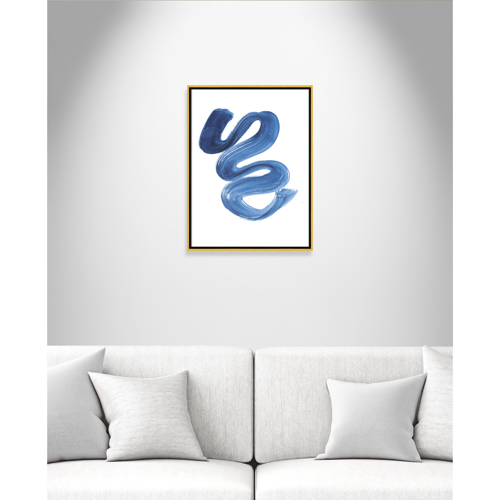 Coppola "Slinky Indigo II" Print by Filippo Ioco, 25.5" H x 19.5" W x 2" D, Gold Framed Canvas