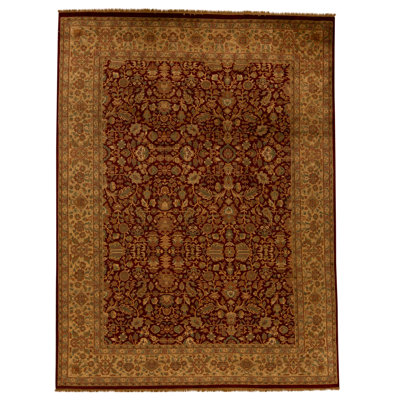 High-Quality Hand-Knotted Red And Gold Area Rug