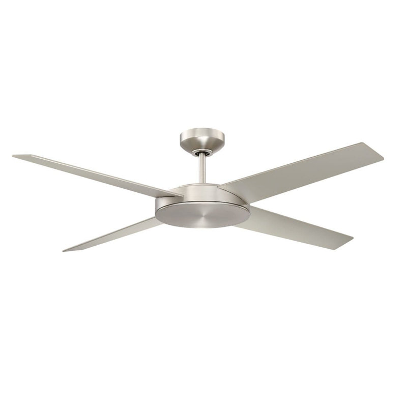 Ventilateur de plafond à DEL de 52 po LOPRO: nickel satiné, moteur à courant continu, télécommande et ensemble d'éclairage de 25 W