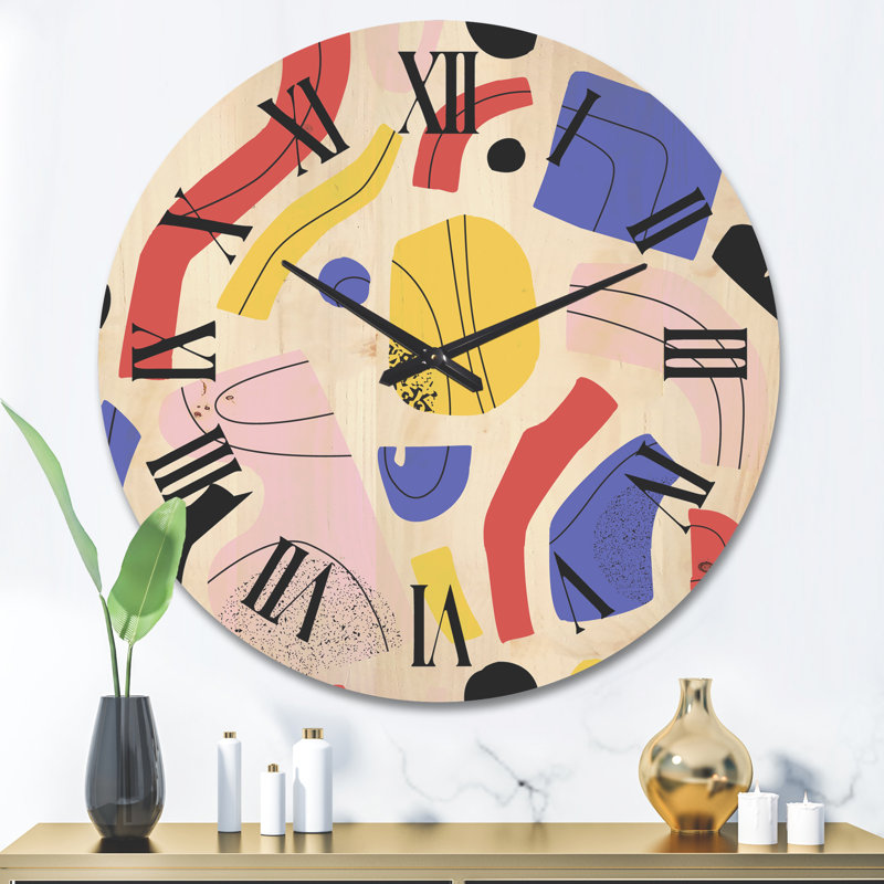 Horloge murale en bois organique et éléments, Grand