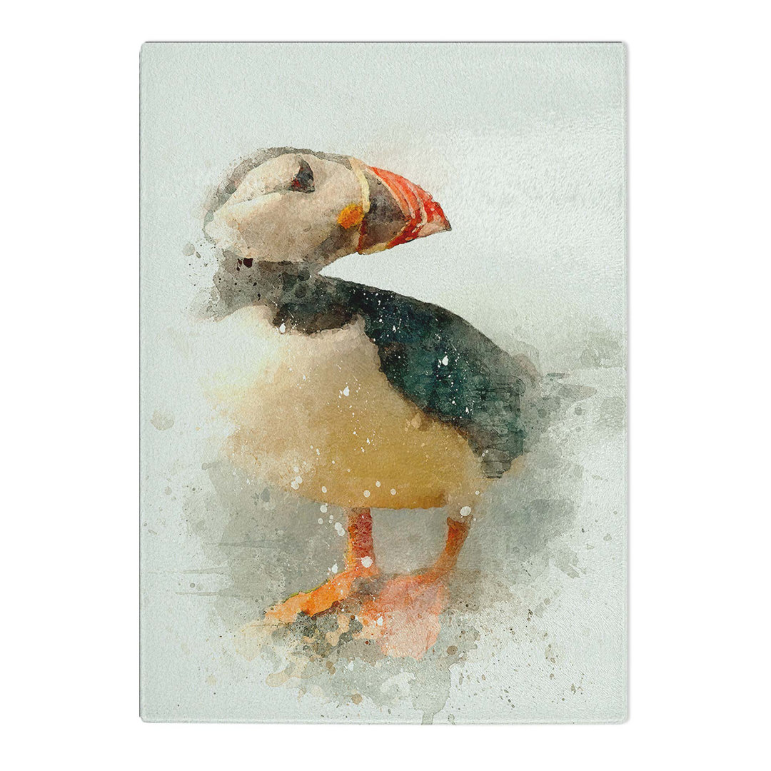 Tempered Glass an Atlantic Puffin in Abstract Chopping Board