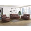 Canapé inclinable double, cuir brun et similicuir-130239066
