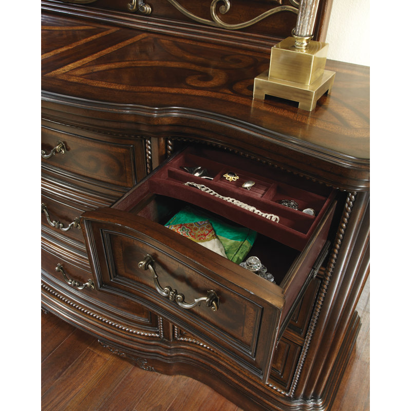 Valencia Dark Brown Hardwood 75.5'' 9-Drawer Dresser