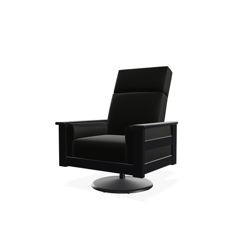 Leeward Polymer Outdoor Lounge Chair, Black, Spectrum Indigo Sunbrella®