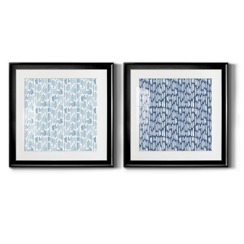 «Calm Watercolor Collection F», ensemble de 2 cadres photo, H 17,5 po x l 35 po x P 1,5 po, Papier encadré noir, Blanc
