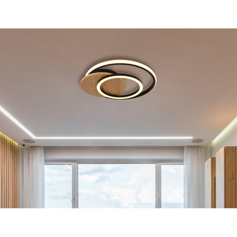 Danaye LED Flush Mount, Walnut wood