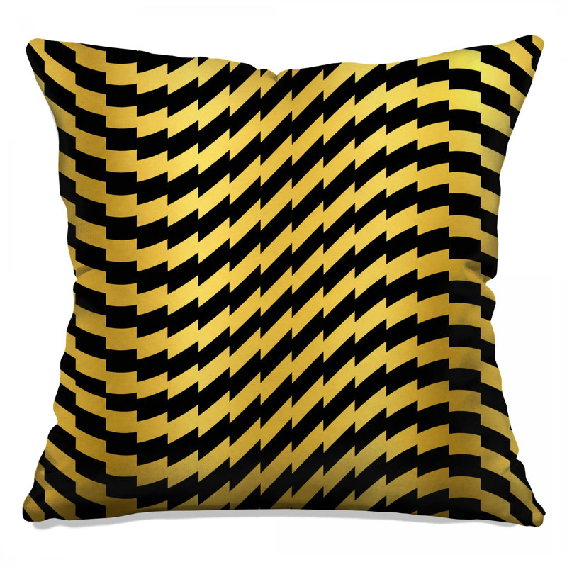 Coussins décoratifs à chevrons dorés et noirs, 14 X 14 pouces