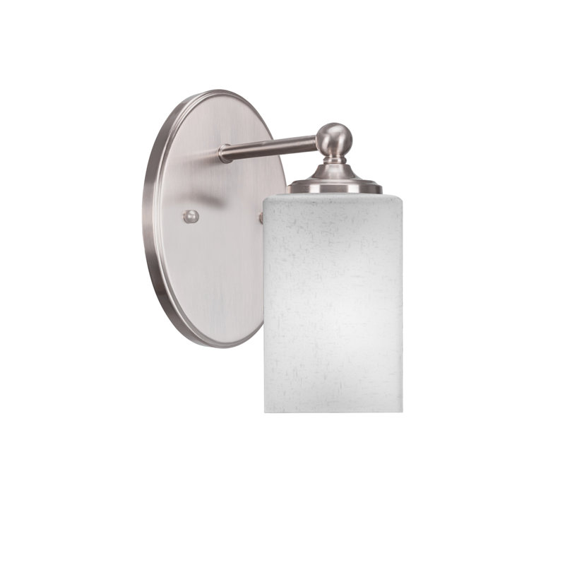 Capri Wall Sconce Shown With 4" Square White Muslin Glass, Brushed Nickel